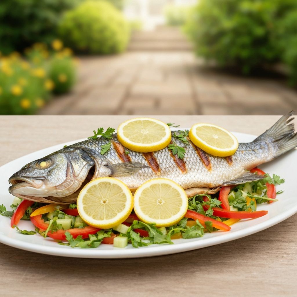 سمك مشوي بالأعشاب والليمون